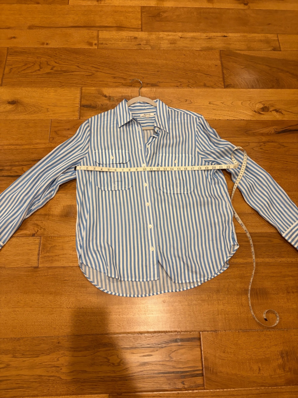 Madewell Blue and White Striped Collared Shirt - Picture 4 of 5